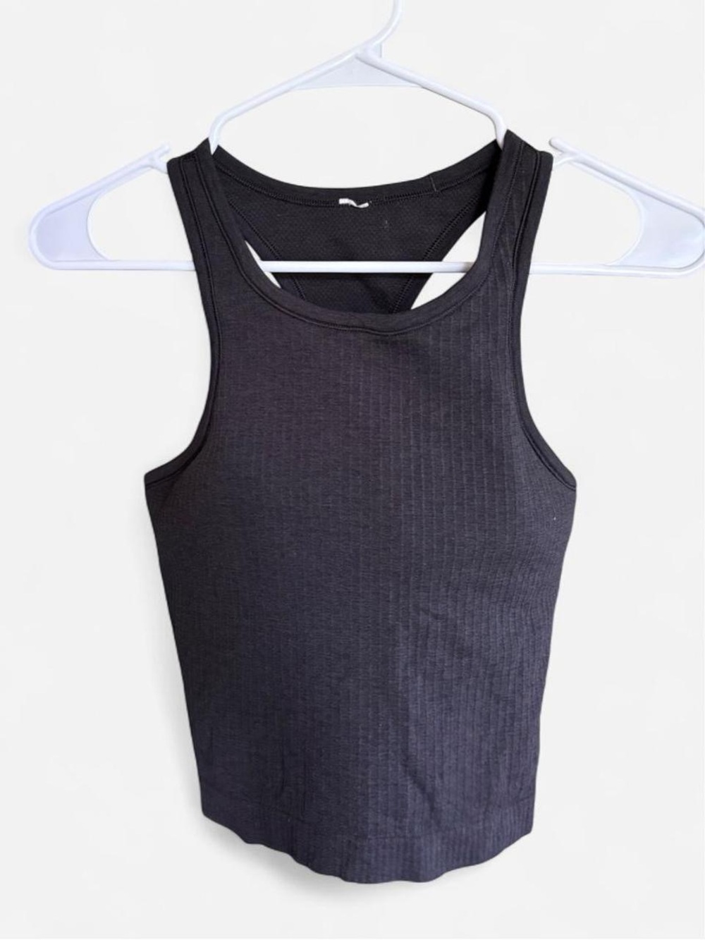 Lululemon Ebb to Street Cropped Black Ribbed Racerback Tank